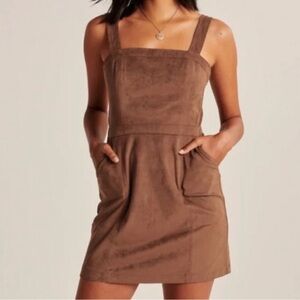 Abercrombie & Fitch Brown Faux Suede Overall Pinafore Dress NWT